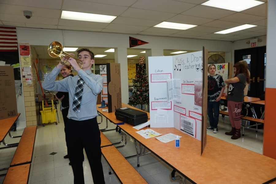 boy playing a trumpet